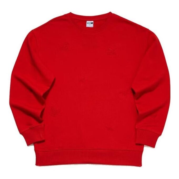 rahat yuvarlak yakalı kazak sweatshirt “Kırmızı”