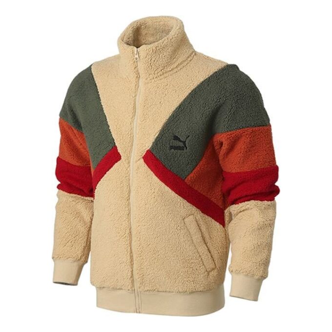 Retro Block Sherpa Ceket “Kahverengi Kırmızı Yeşil”