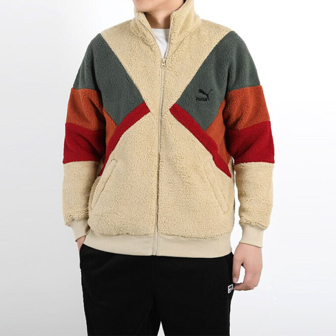 Retro Block Sherpa Ceket “Kahverengi Kırmızı Yeşil”