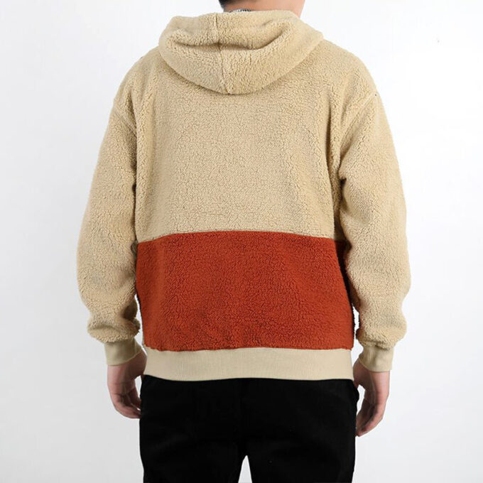 Retro Block Sherpa Tam Fermuarlı Kapüşonlu Üst “Bej Kırmızı Yeşil”