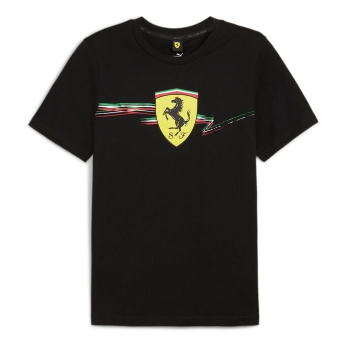 Scuderia Ferrari Yarış Büyük Kalkan Tişörtü “Siyah”
