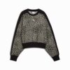 T7 Leopar Lüks Kadın Hayvan Baskılı Yuvarlak Yaka Sweatshirt