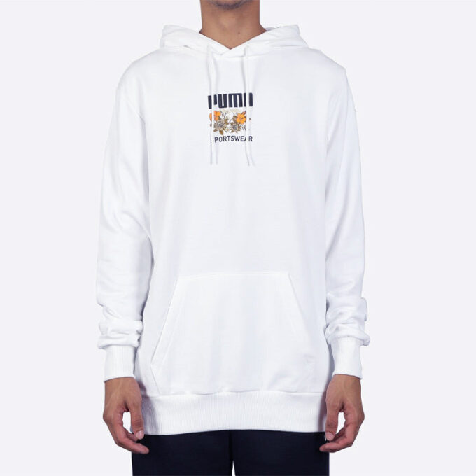 Trend Aop Grafik Kapüşonlu Sweatshirt “Beyaz Siyah Sarı”
