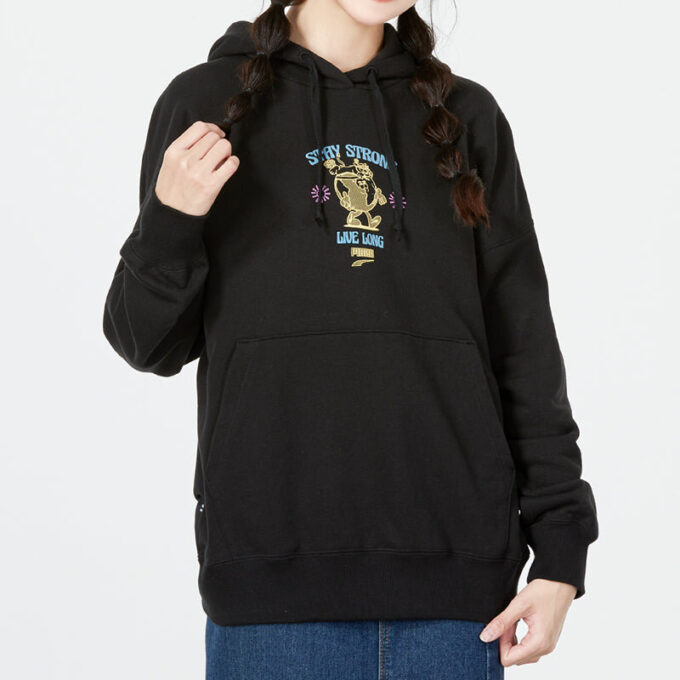 (WMNS) Büyük Boy Grafik Kapüşonlu Sweatshirt “Siyah”