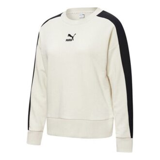 (WMNS) Classics T7 Yuvarlak Yaka Sweatshirt “Beyaz Siyah”
