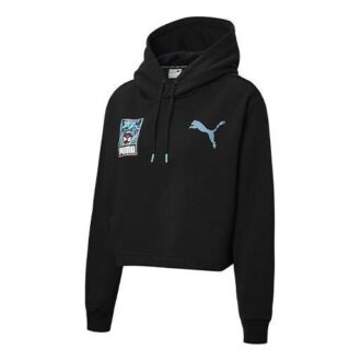 (WMNS) Claw Pack Logolu Kapüşonlu Üst “Siyah Mavi Beyaz”