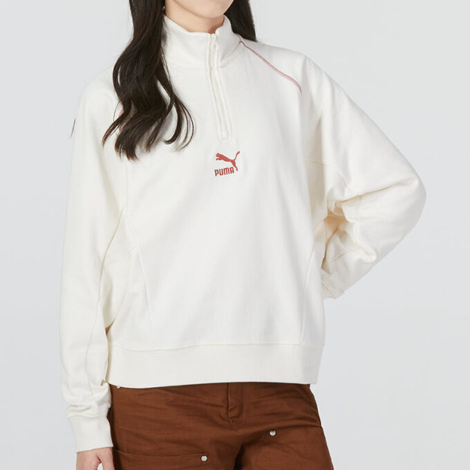 (WMNS) Das Cc Graphic Half-Zip Crew “Beyaz”
