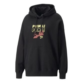 (WMNS) Downtown Büyük Boy Grafik Kapüşonlu Sweatshirt “Siyah”