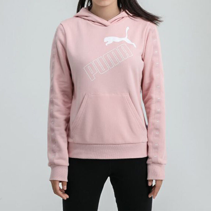 (WMNS) Essentials Logolu Kapüşonlu Üst “Pembe Beyaz”