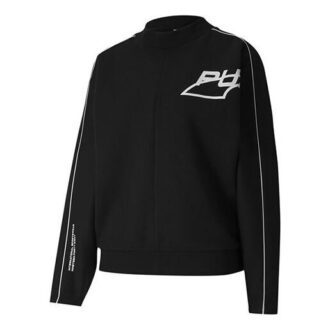 (WMNS) Evide Logo Baskılı Yuvarlak Yaka Sweatshirt Siyah