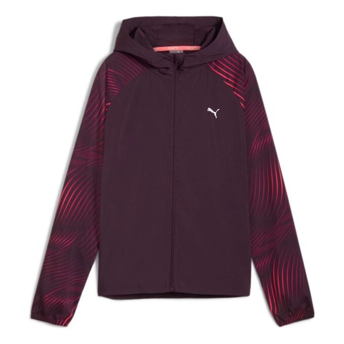 (WMNS) Favori Velocity Baskılı Dokuma Koşu Ceketi “Gece Yarısı Erik”