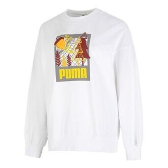 (WMNS) FF Kabarcık Kollu Yuvarlak Yaka Sweatshirt “Beyaz”