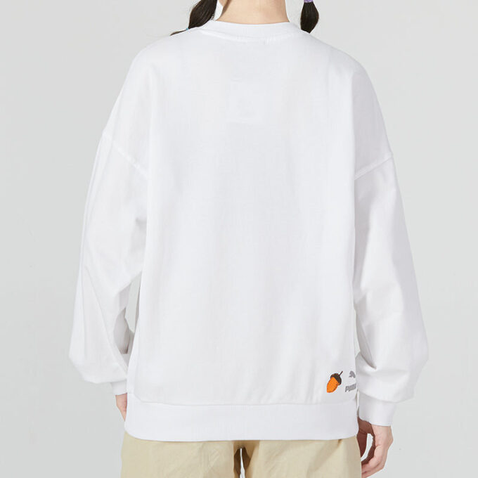 (WMNS) FF Kabarcık Kollu Yuvarlak Yaka Sweatshirt “Beyaz”