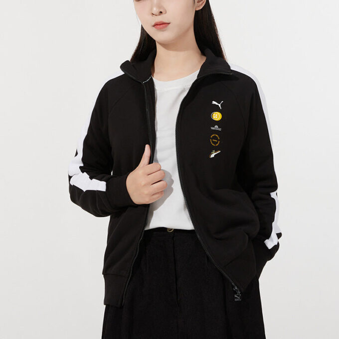 (WMNS) Formstripe Örgü Dik Yaka Ceket Siyah