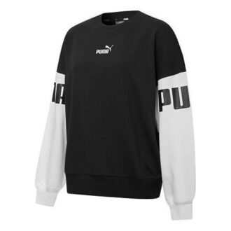 (WMNS) Güçlü Renk Bloklu Mürettebat Logo Baskılı Sweatshirt Siyah