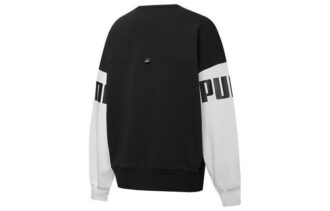 (WMNS) Güçlü Renk Bloklu Mürettebat Logo Baskılı Sweatshirt Siyah