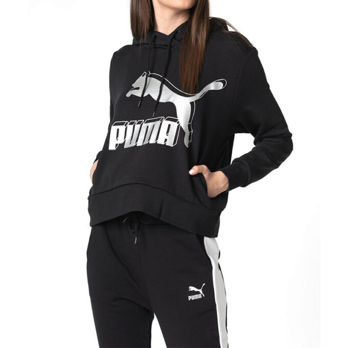(WMNS) Günlük Spor Siyah Kapüşonlu Üst