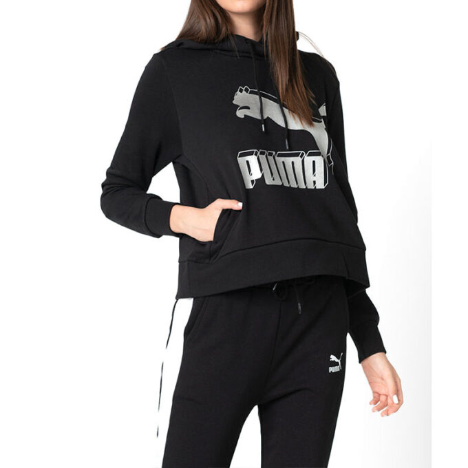 (WMNS) Günlük Spor Siyah Kapüşonlu Üst
