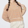(WMNS) Çizgili Örme Kazak “Bej”