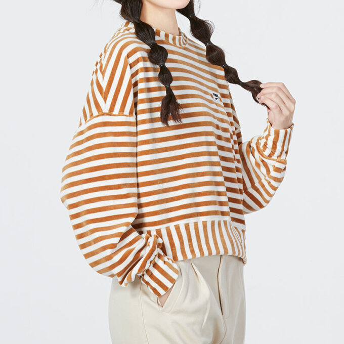 (WMNS) Çizgili Örme Kazak “Bej”