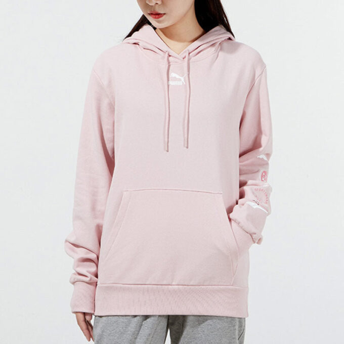 (WMNS) Küçük Logolu Kapüşonlu Sweatshirt “Açık Pembe”