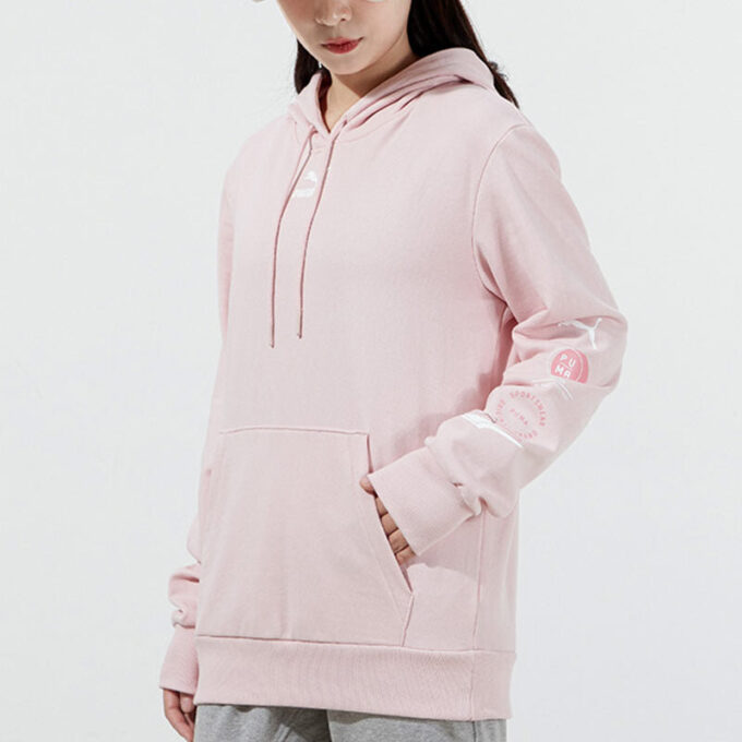 (WMNS) Küçük Logolu Kapüşonlu Sweatshirt “Açık Pembe”