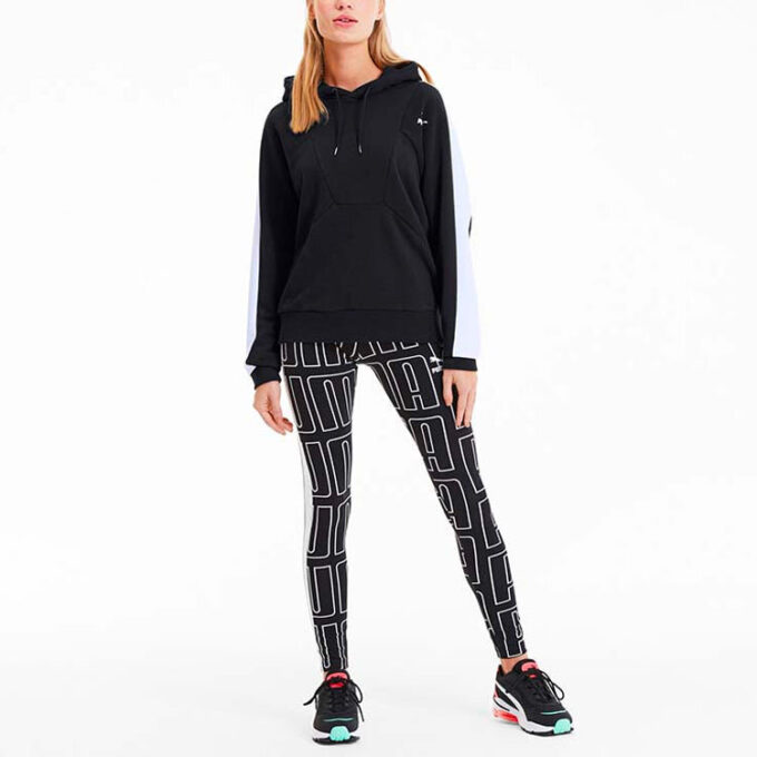 (WMNS) Küçük Logolu Kapüşonlu Sweatshirt “Siyah Beyaz”