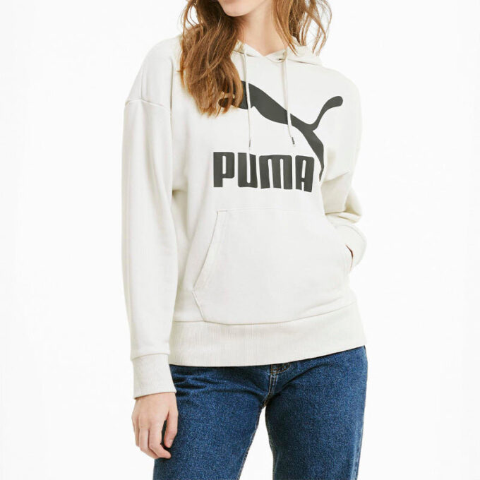 (WMNS) Klasik Logo Baskılı Kapüşonlu Gri