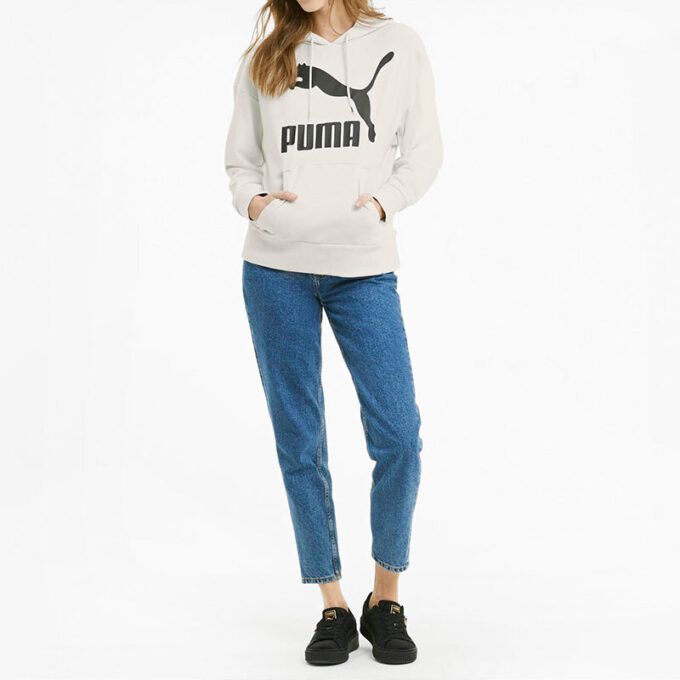 (WMNS) Klasik Logo Baskılı Kapüşonlu Gri