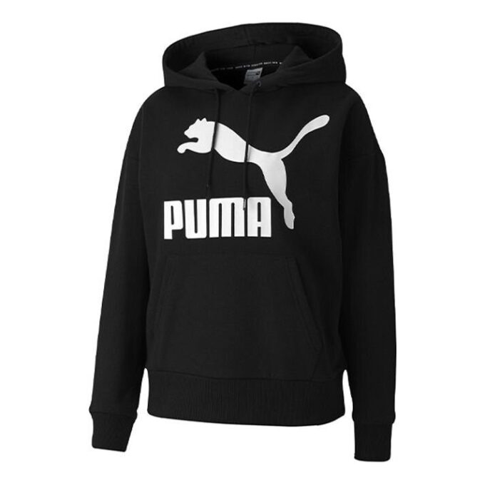 (WMNS) Klasik Logo Baskılı Kapüşonlu Siyah