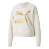 (WMNS) Klasik Logo Baskılı Yuvarlak Yakalı Sweatshirt Fildişi