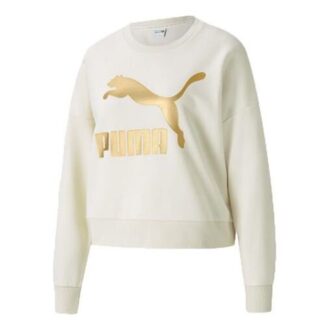 (WMNS) Klasik Logo Baskılı Yuvarlak Yakalı Sweatshirt Fildişi