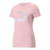 (WMNS) Klasik Logo Tişört Büyük Logo Baskılı Spor Kısa Kollu Pembe