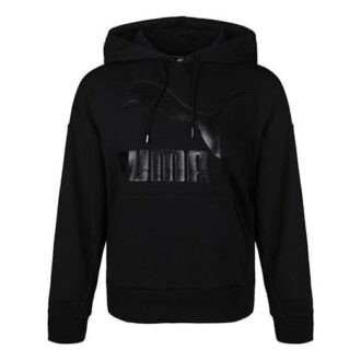(WMNS) Klasik Logolu Kapüşonlu Üst “Siyah”