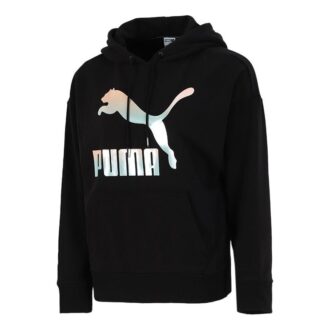 (WMNS) Klasik Logolu Kapüşonlu Sweatshirt “Siyah Beyaz”
