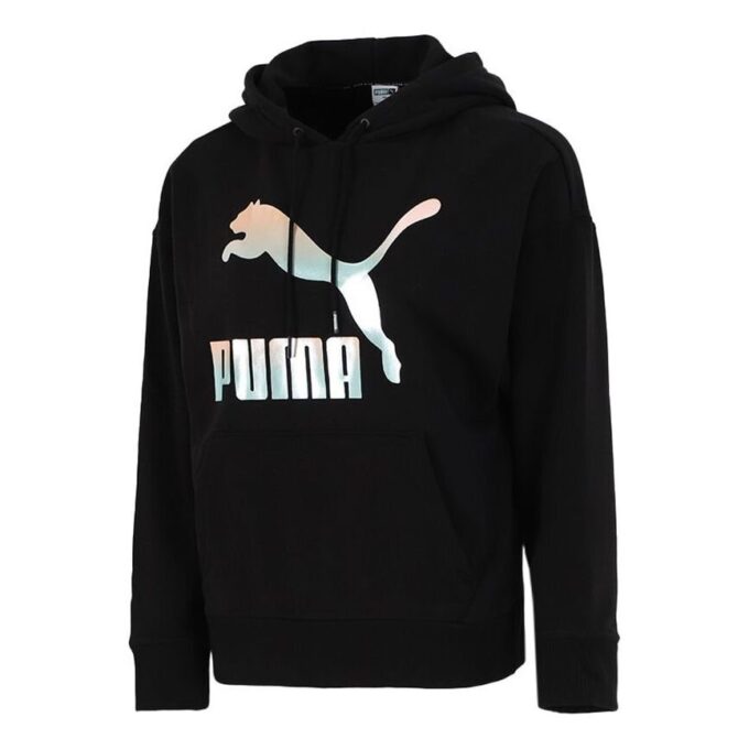 (WMNS) Klasik Logolu Kapüşonlu Sweatshirt “Siyah Beyaz”