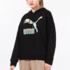 (WMNS) Klasik Logolu Kapüşonlu Sweatshirt “Siyah Beyaz”