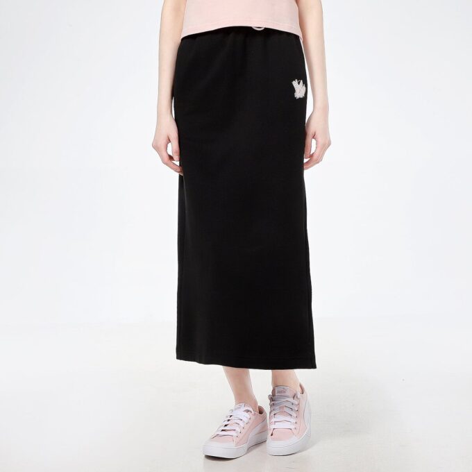 (WMNS) Logo Baskılı Yarım Boy Uzun Etek Siyah