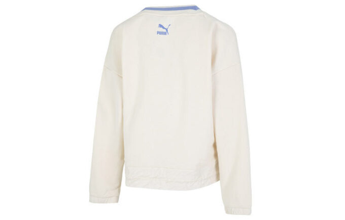 (WMNS) Logo V yaka Sweatshirt “Beyaz”