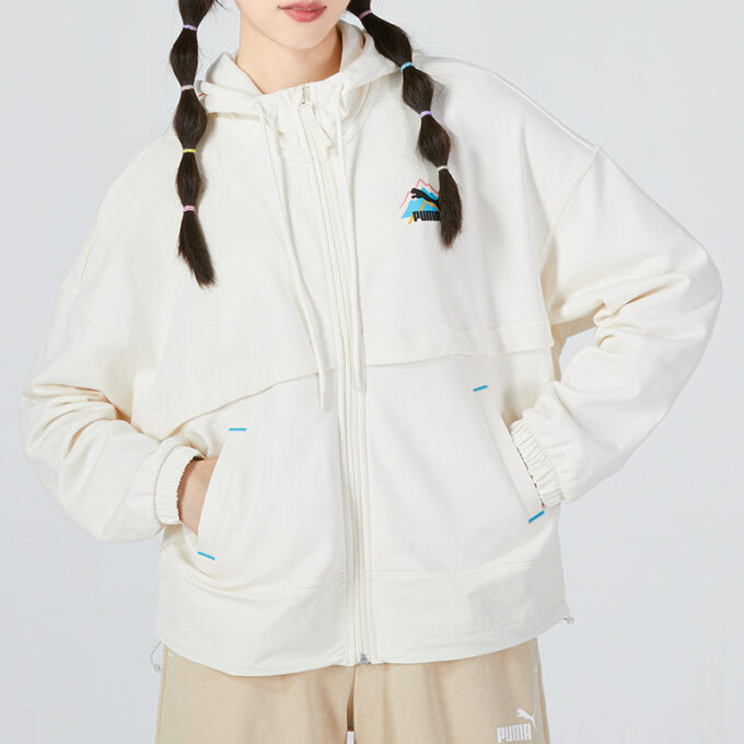 (WMNS) Logo V yaka Sweatshirt “Beyaz”