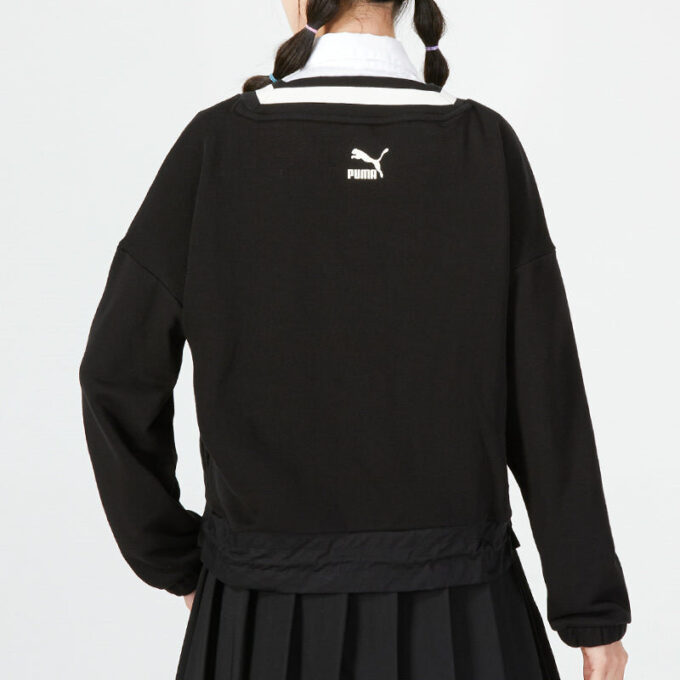 (WMNS) Logo V yaka Sweatshirt “Siyah”