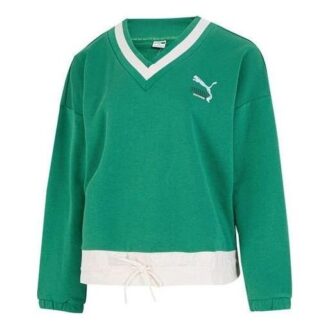 (WMNS) Logo V yaka Sweatshirt “Yeşil”