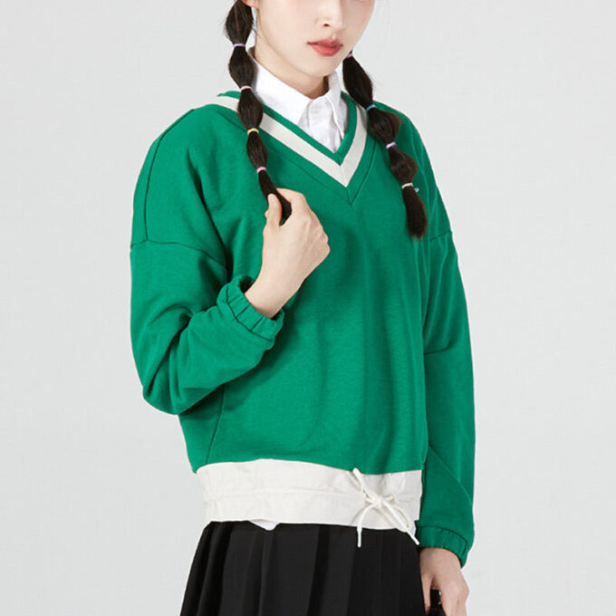 (WMNS) Logo V yaka Sweatshirt “Yeşil”