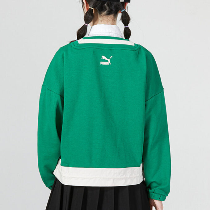 (WMNS) Logo V yaka Sweatshirt “Yeşil”