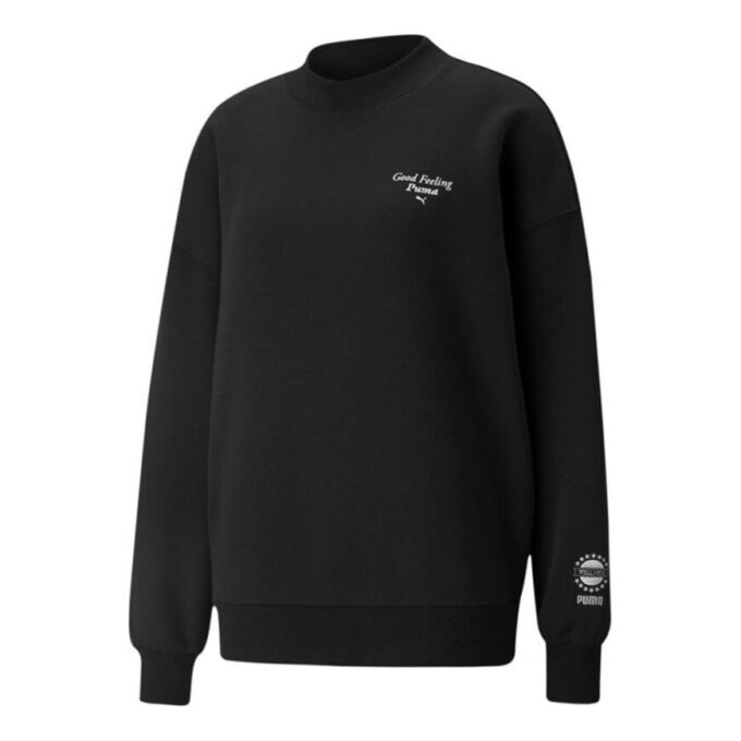 (WMNS) Logo Wellness Club Yuvarlak Yaka Sweatshirt “Siyah”