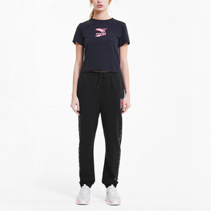 (WMNS) Örgü Spor Pantolonu Siyah/Kırmızı