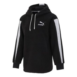 (WMNS) Sherpa Kapüşonlu Sweatshirt “Siyah Beyaz”
