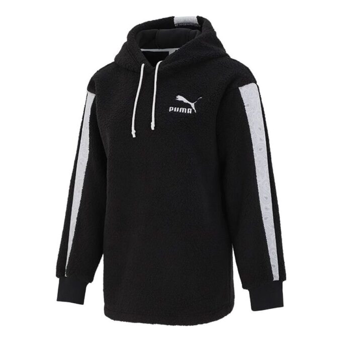 (WMNS) Sherpa Kapüşonlu Sweatshirt “Siyah Beyaz”