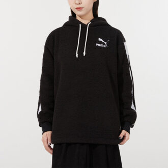 (WMNS) Sherpa Kapüşonlu Sweatshirt “Siyah Beyaz”
