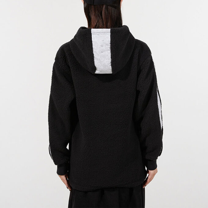 (WMNS) Sherpa Kapüşonlu Sweatshirt “Siyah Beyaz”